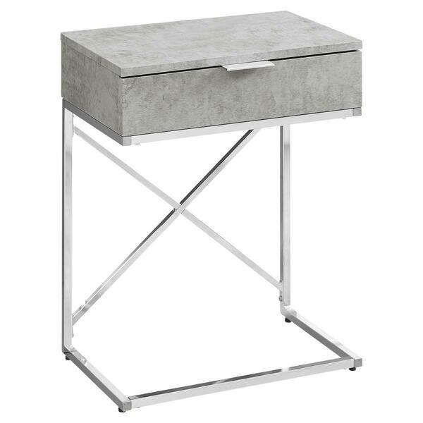 Daphnes Dinnette 24 in. Grey Cement & Chrome Metal Accent Table DA3079055